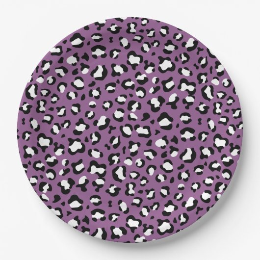 Assiettes En Carton Motif léopard, Spots léopards, Leopard pourpre (Devant)
