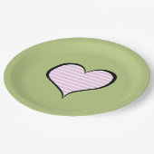 Assiettes En Carton Motif, Lignes, Coeur, Rayures roses (Angle)