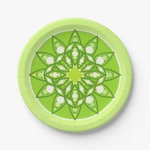 Assiettes En Carton Motif mandala dans des nuances de vert citron vert