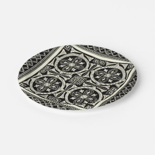Assiettes En Carton Motif Mandala noir et blanc par Vision Studio