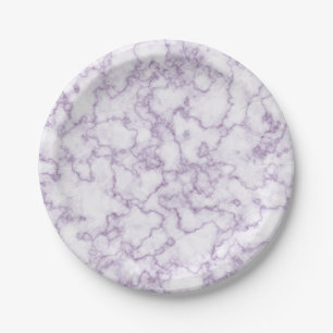 Assiettes En Carton Motif Marbre Violet
