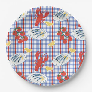 Assiettes En Carton Motif Marché de Fruits de Mer Méditerranéens (3)