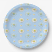 Assiettes En Carton Motif marguerrier sur arrière - plan bleu clair (Devant)