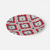 Assiettes En Carton Motif marocain en tuiles - Gris et Rouge (Angle)