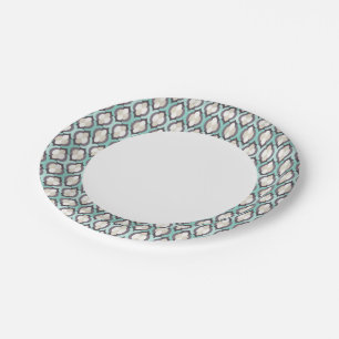 Assiettes En Carton Motif marocain turquoise
