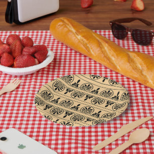 Assiettes En Carton Motif méditerranéen grec Arabesque Brown
