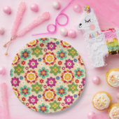 Assiettes En Carton Motif mexicain des fleurs d'art populaire (Fête)