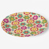 Assiettes En Carton Motif mexicain des fleurs d'art populaire (Angle)