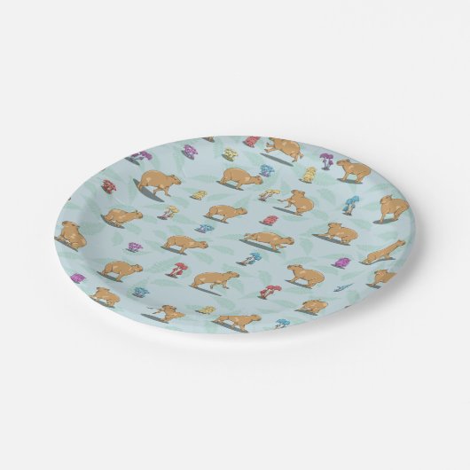 Assiettes En Carton Motif mignon capybara (Angle)