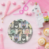 Assiettes En Carton Motif mignon de chats de hippie (Fête)