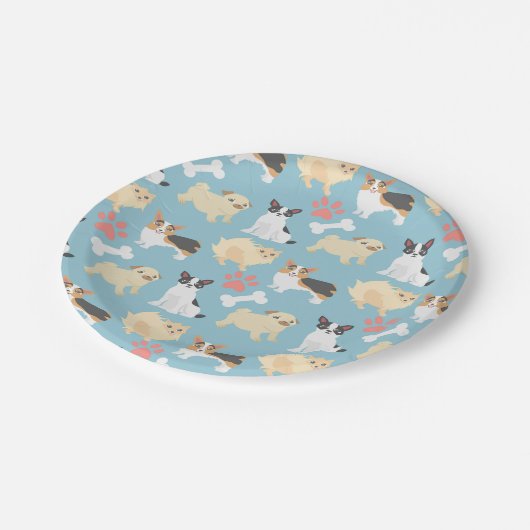 Assiettes En Carton Motif mignon de chien (Angle)