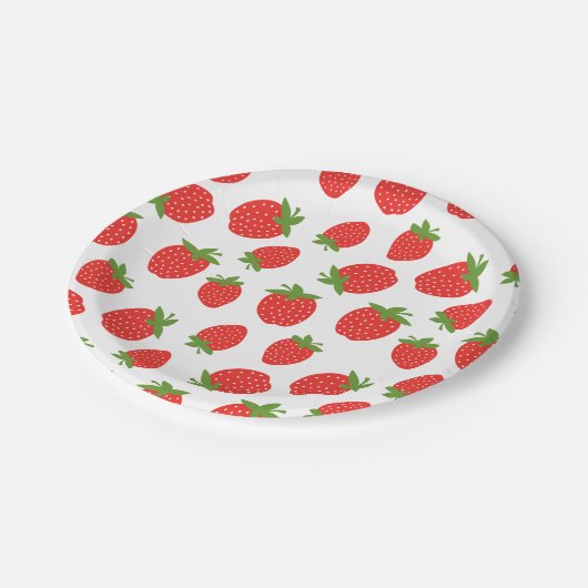 Assiettes En Carton Motif mignon de fraise (Angle)