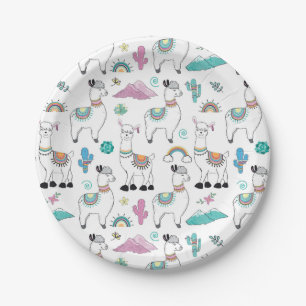 Assiettes En Carton Motif mignon de lama de bande dessinée
