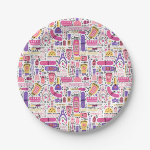 Assiettes En Carton Motif mignon de manucure de griffonnage