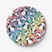 Assiettes En Carton Motif mignon de pingouin d'arc-en-ciel (Devant)