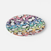 Assiettes En Carton Motif mignon de pingouin d'arc-en-ciel (Angle)