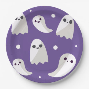 Assiettes En Carton Motif mignon pourpre de fantôme de Halloween