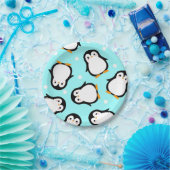 Assiettes En Carton Motif mignonne pingouin motif turquoise (Fête)