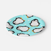 Assiettes En Carton Motif mignonne pingouin motif turquoise (Angle)