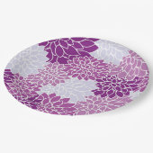 Assiettes En Carton Motif moderne à fleurs violettes (Angle)