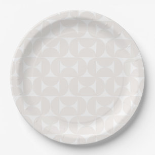 Assiettes En Carton Motif Moderne Du Milieu Du Siècle Pale Beige Et Bl