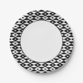 Assiettes En Carton Motif moderne en forme de diamant blanc noir rétro (Devant)