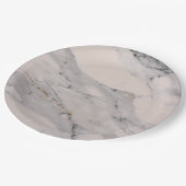 Assiettes En Carton Motif moderne en marbre noir gris rose (Angle)