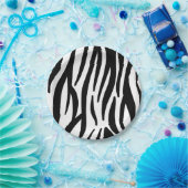 Assiettes En Carton motif moderne en zèbre noir et blanc (Fête)