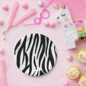 Assiettes En Carton motif moderne en zèbre noir et blanc (Fête)