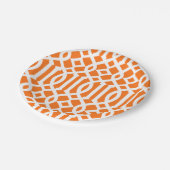 Assiettes En Carton Motif moderne orange et blanc Trellis (Angle)
