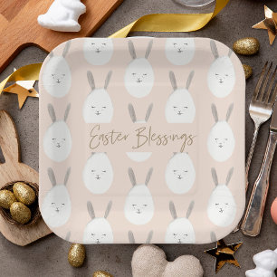 Assiettes En Carton Motif moderne Pastel Bunny Egg Bénédictions de P
