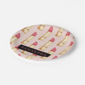 Assiettes En Carton Motif moderne rose et rouge rouge rouge Fille avec (Angle)