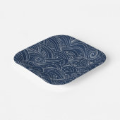 Assiettes En Carton Motif motif à vague japonais bleu foncé (Angulaire)