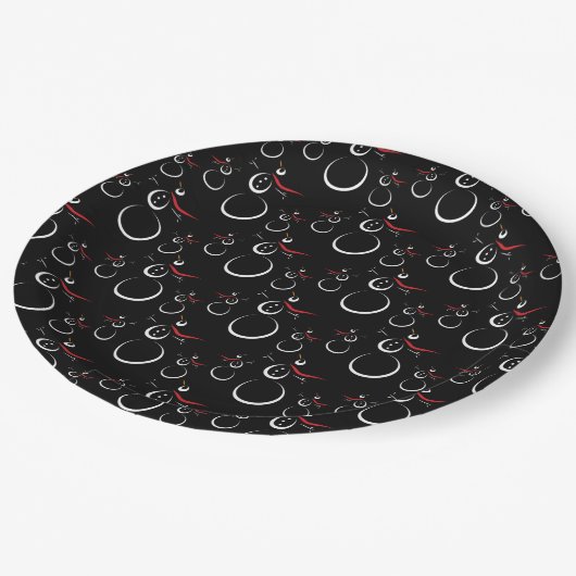 Assiettes En Carton Motif motoneige d'hiver mignon noir (Angle)