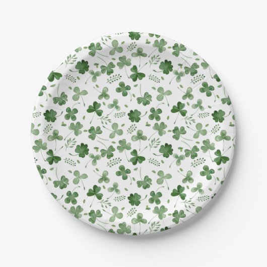 Assiettes En Carton Motif mou de shamrock d'aquarelle (Devant)