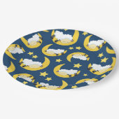 Assiettes En Carton Motif mouton, Mouton couché, Lune, Étoiles (Angle)