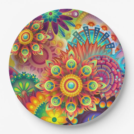 Assiettes En Carton Motif multicolore Art Déco (Devant)