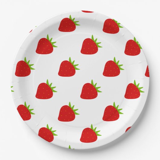 Assiettes En Carton Motif mûre fraise (Devant)