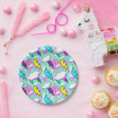Assiettes En Carton Motif Neon Lightning Bolts & Stars (Fête)