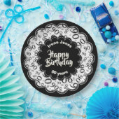 Assiettes En Carton Motif noir et blanc de nombre de joyeux (Fête)