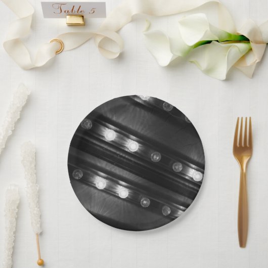 Assiettes En Carton Motif noir et blanc Twinkle Lights (Mariage)