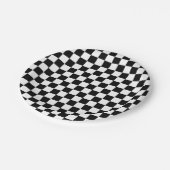 Assiettes En Carton Motif noir et blanc vérifié (Angle)