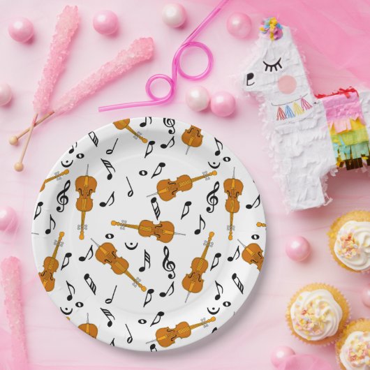 Assiettes En Carton Motif note musique cello (Fête)