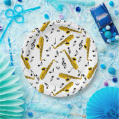 Assiettes En Carton Motif note musique saxophone (Fête)