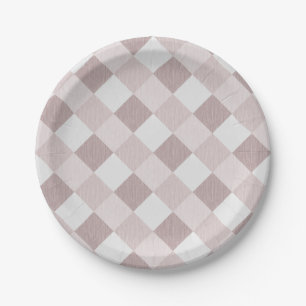 Assiettes En Carton Motif Oblique de  géométrique beige et gris