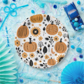 Assiettes En Carton Motif Orange Citrouille Thanksgiving Dîner (Fête)