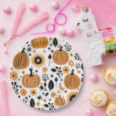 Assiettes En Carton Motif Orange Citrouille Thanksgiving Dîner (Fête)