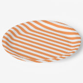 Assiettes En Carton Motif orange et blanc de rayure (Angle)