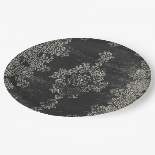 Assiettes En Carton motif oriental noir (Angle)