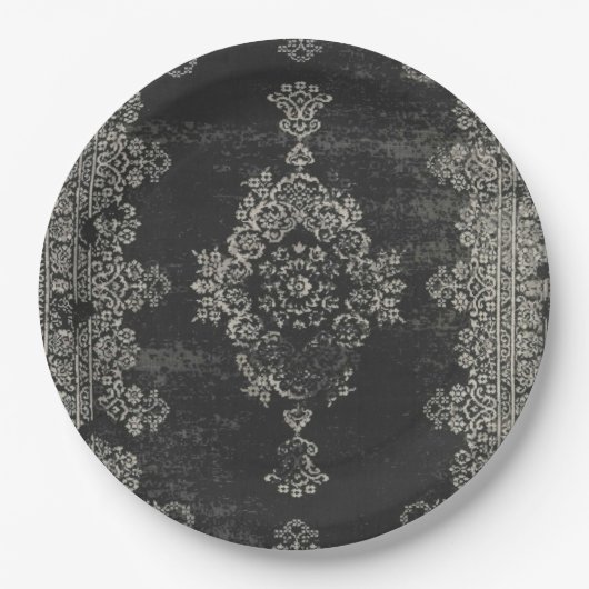 Assiettes En Carton motif oriental noir (Devant)